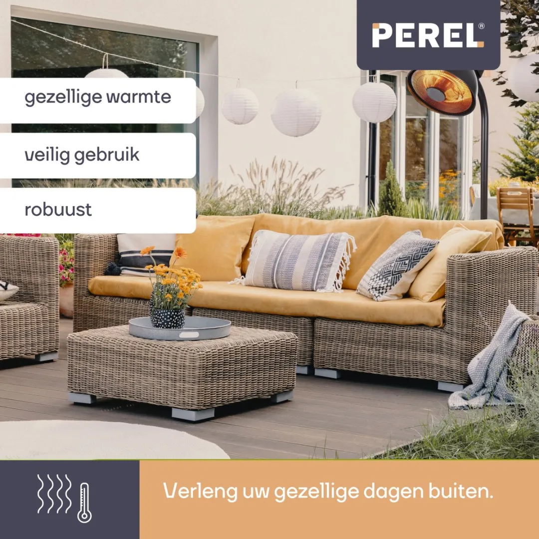 Perel PHS2000-R Staande Terrasverwarmer 2000W - Zwart