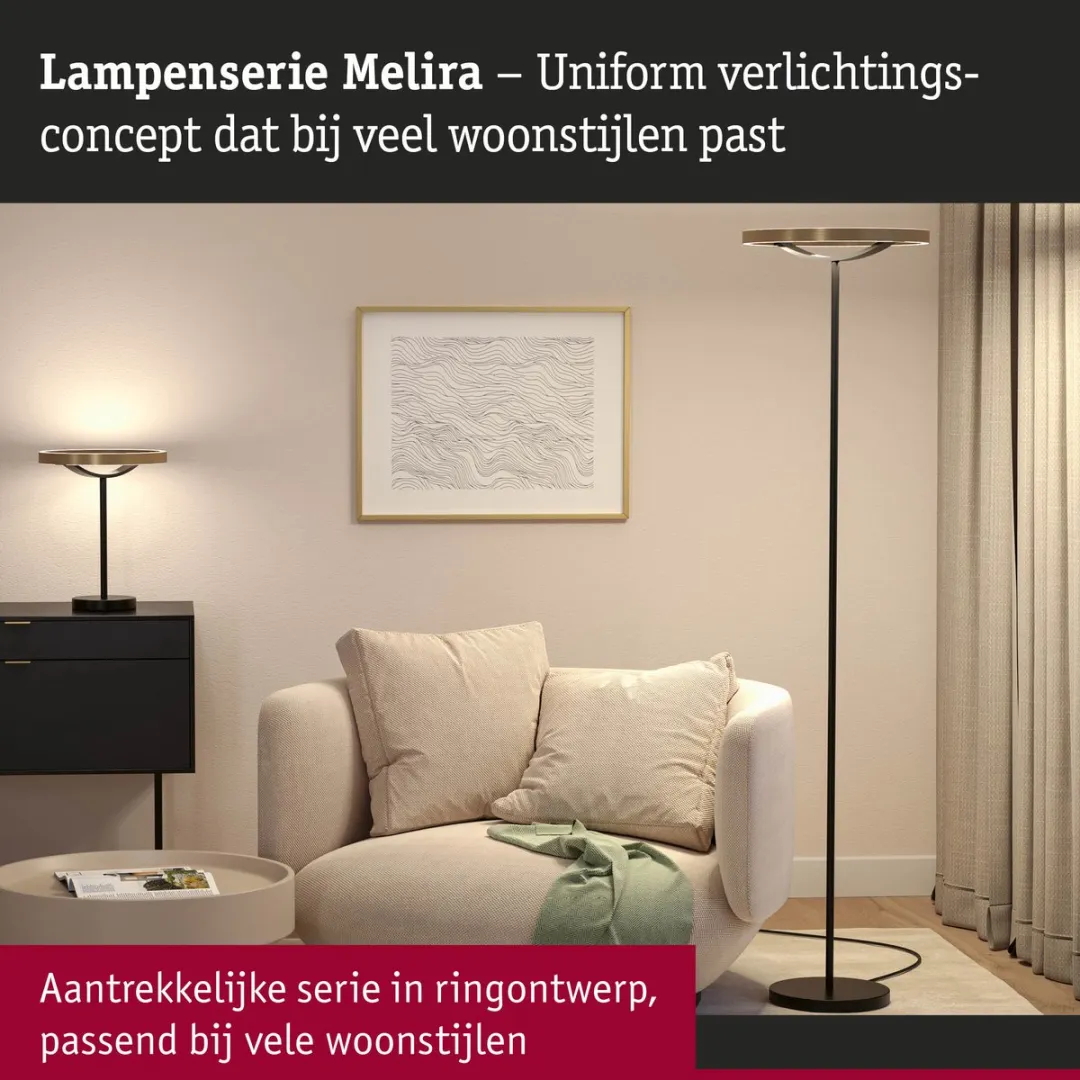 Paulmann Melira Staande LED-lamp 17,5W - 2700K - 1570mm - Zwart mat/Goud