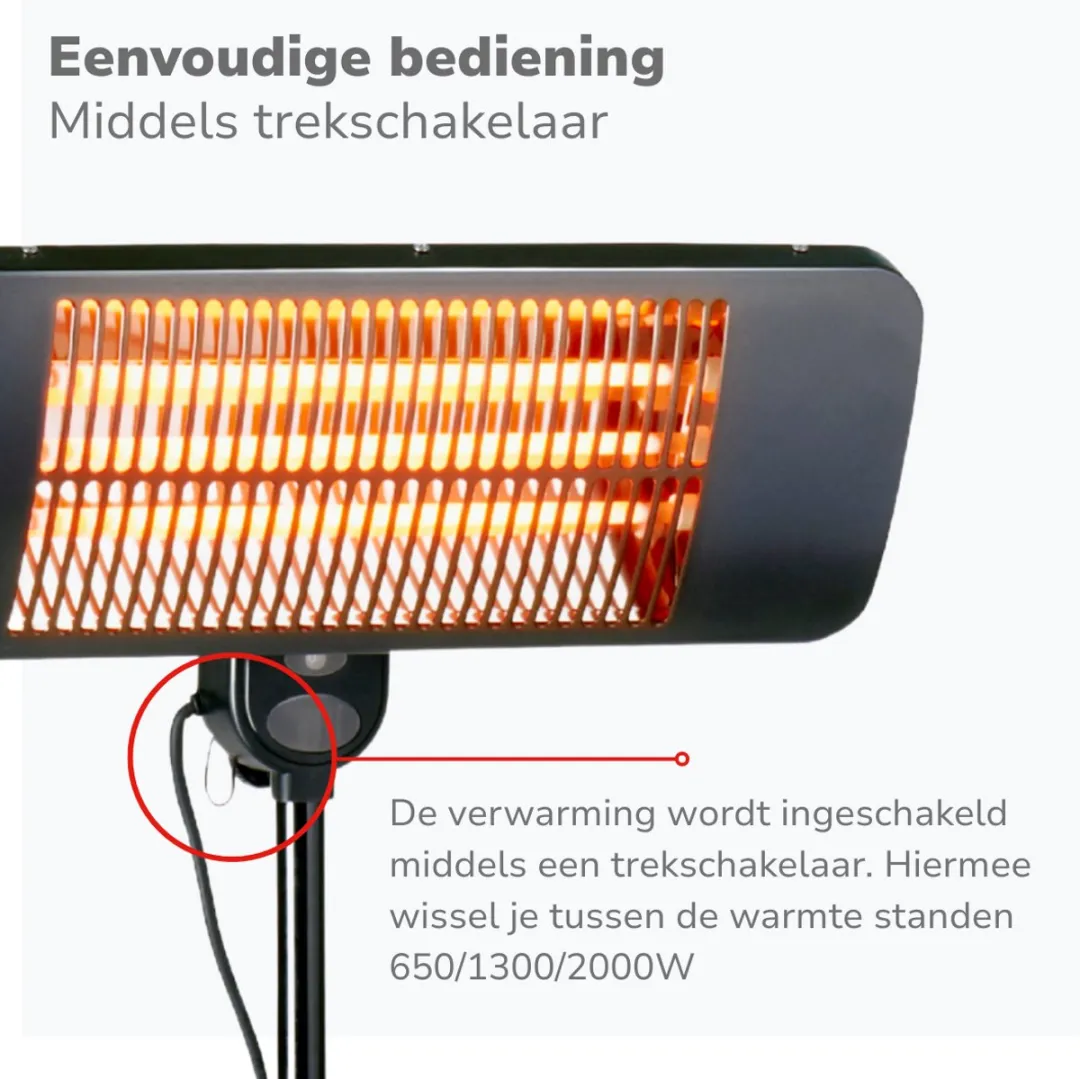 Alpina Infrarood Terrasheater 2000W MEALEL6610/003 - 3 Warmtestanden - Zwart