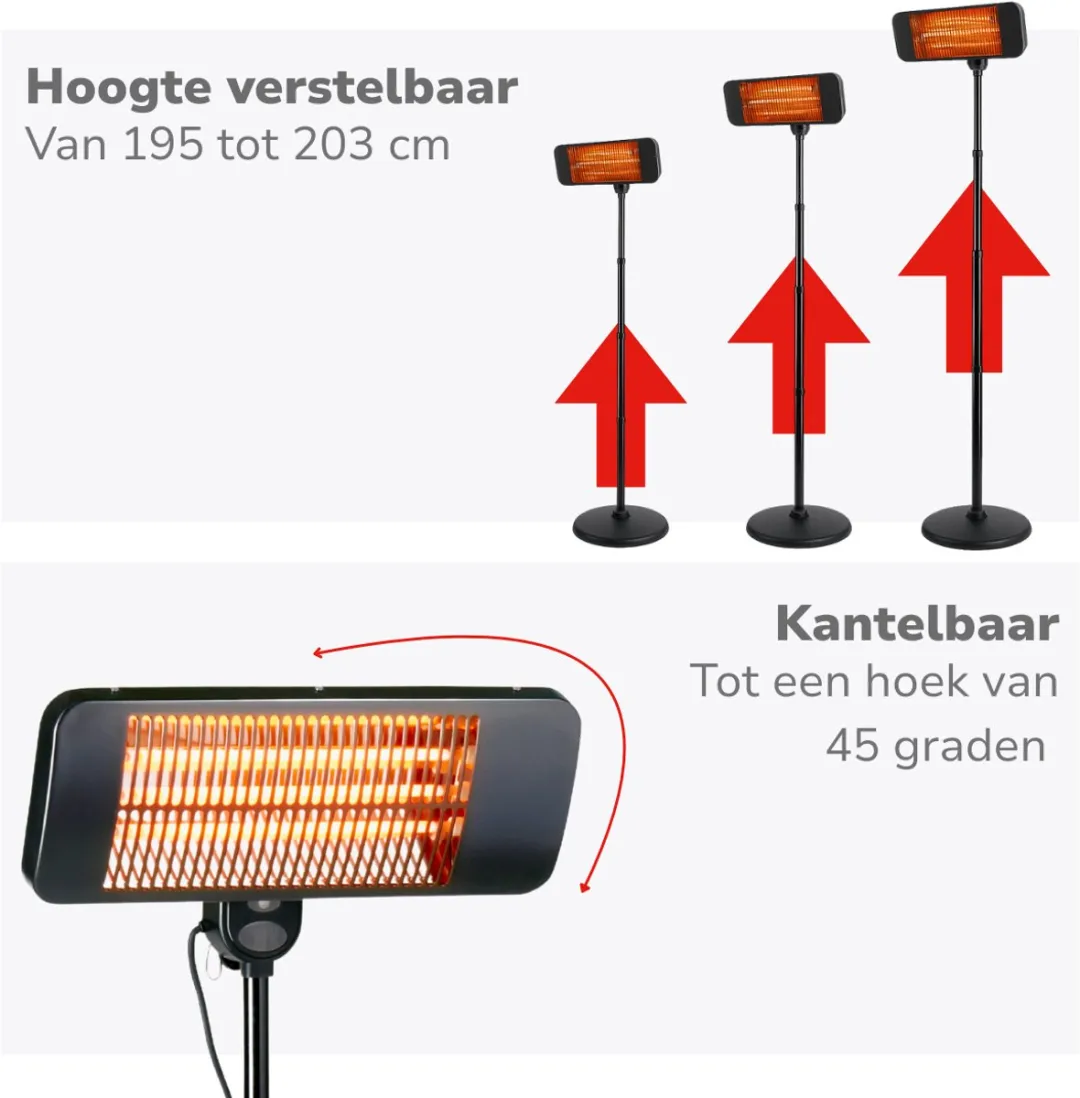 Alpina Infrarood Terrasheater 2000W MEALEL6610/003 - 3 Warmtestanden - Zwart
