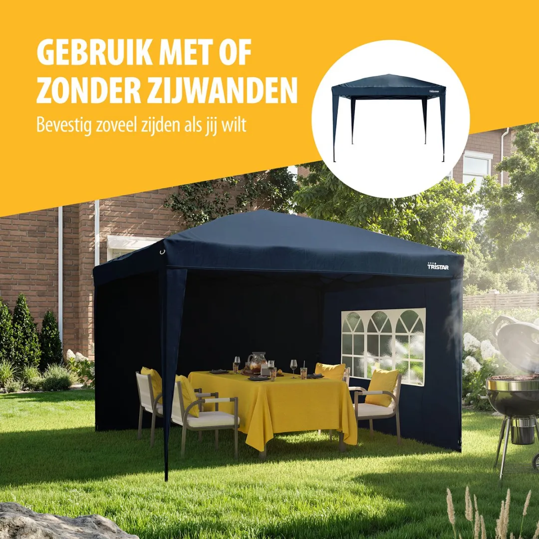 Tristar PT-7808 Partytent 3x3m - Donkerblauw - 4 Zijkanten
