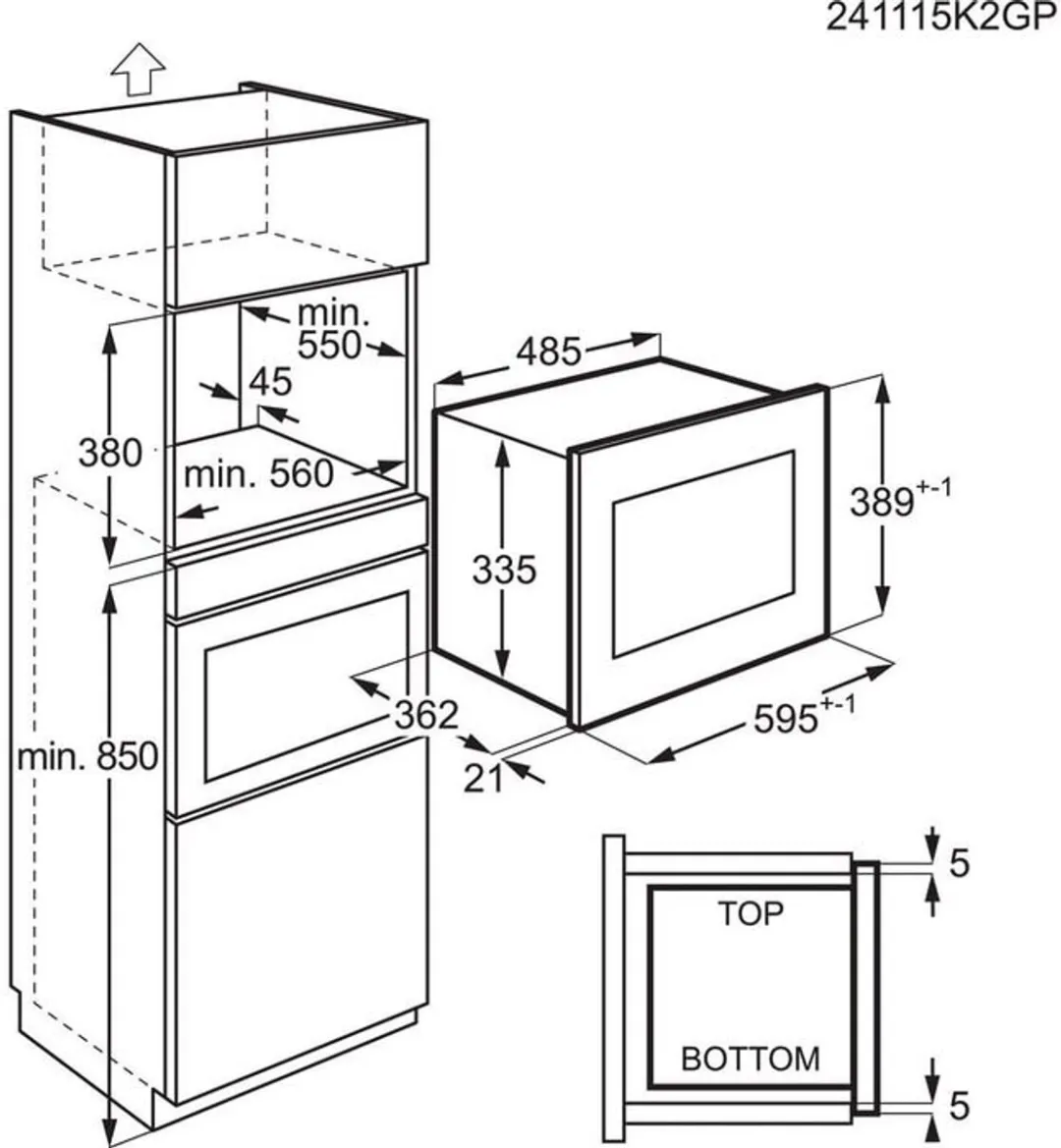 AEG TS5CM25TB Inbouwmagnetron 900W - Zwart