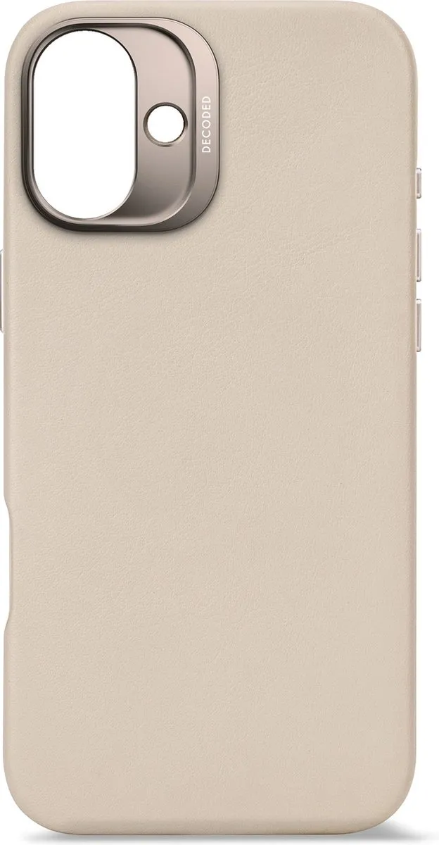 DECODED Leren Hoesje Geschikt voor iPhone 16 Plus - Gemaakt van Premium ECCO Leer - Geschikt voor MagSafe - Clay Beige