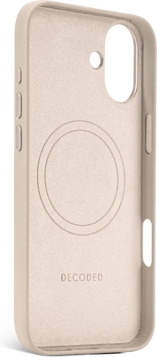 DECODED Leren Hoesje Geschikt voor iPhone 16 Plus - Gemaakt van Premium ECCO Leer - Geschikt voor MagSafe - Clay Beige