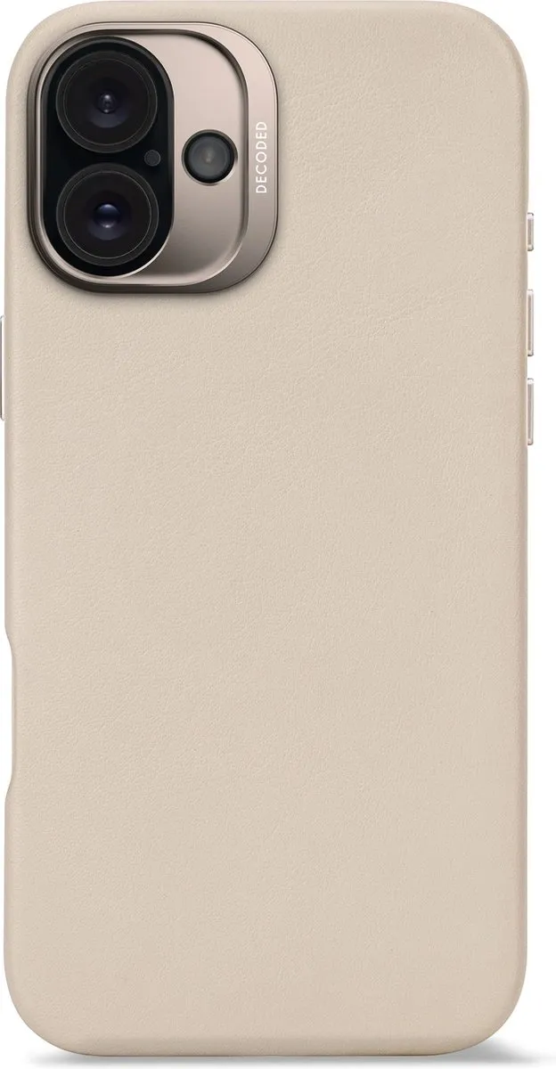 DECODED Leren Hoesje Geschikt voor iPhone 16 Plus - Gemaakt van Premium ECCO Leer - Geschikt voor MagSafe - Clay Beige