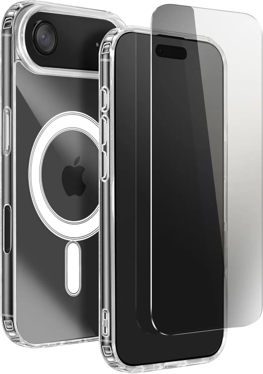 4smarts, MagSafe Hoes Geschikt voor Apple iPhone Air Premium Pack Serie met 9H Gehard Glas, Transparant
