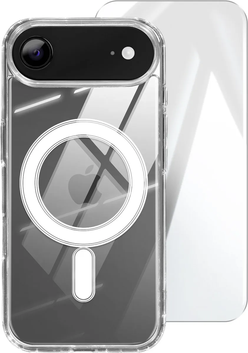 4smarts, MagSafe Hoes Geschikt voor Apple iPhone Air Premium Pack Serie met 9H Gehard Glas, Transparant
