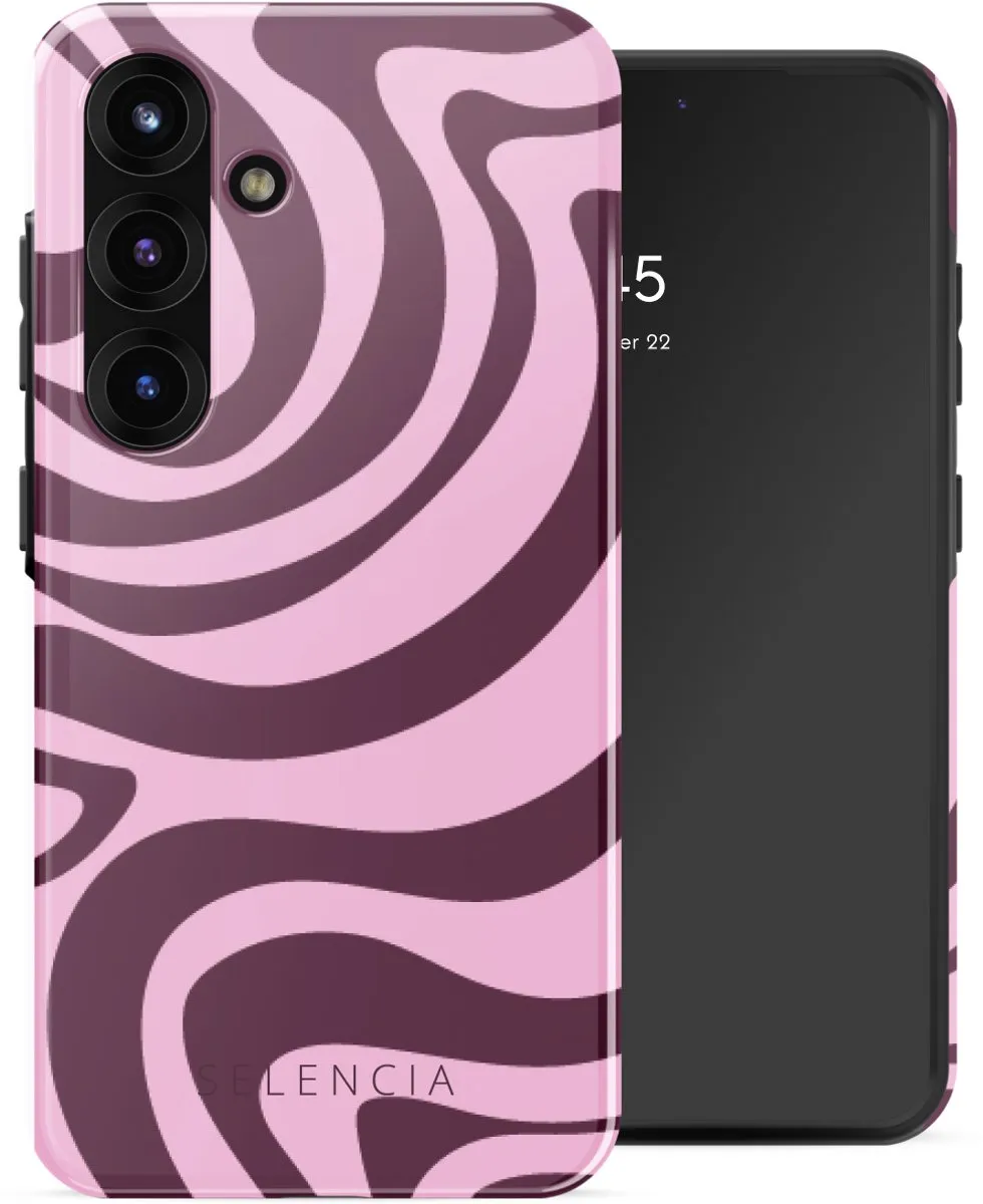 Selencia Hoesje Samsung Galaxy S25 Wavy Swirl Pink Plum
