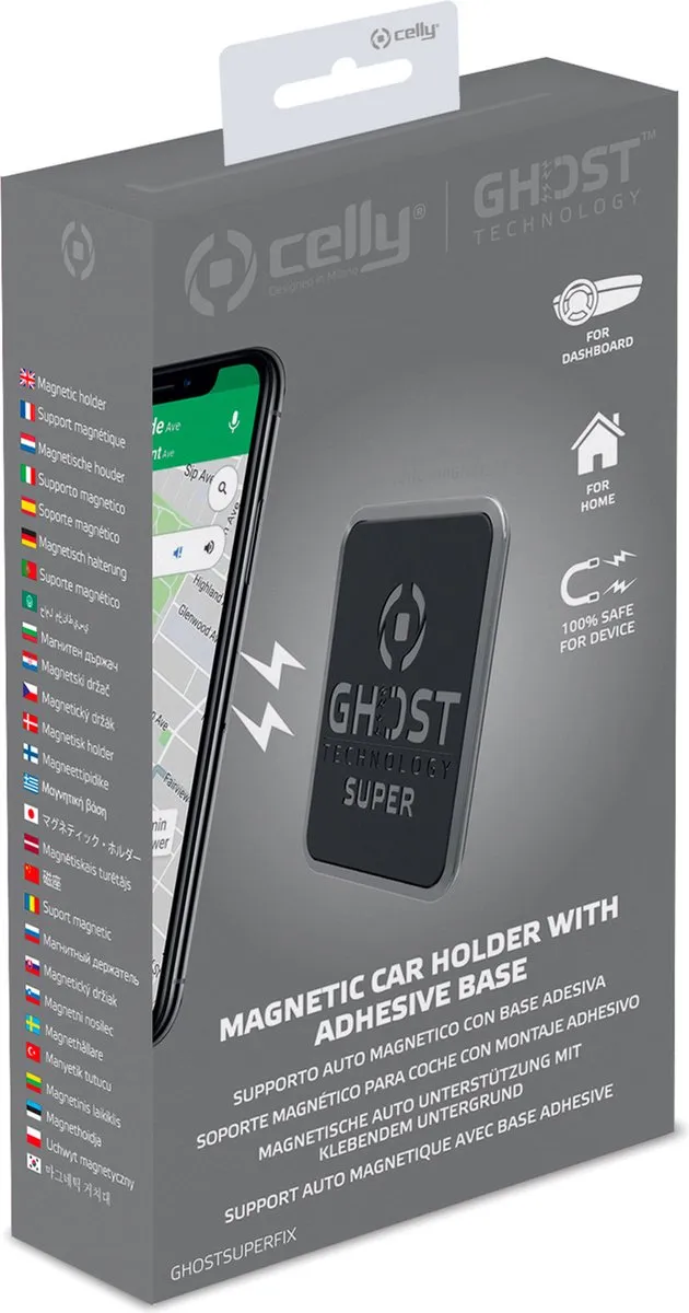 Celly Ghost Super Fix Magnetische Telefoonhouder - Zwart - afbeelding 6 van 6
