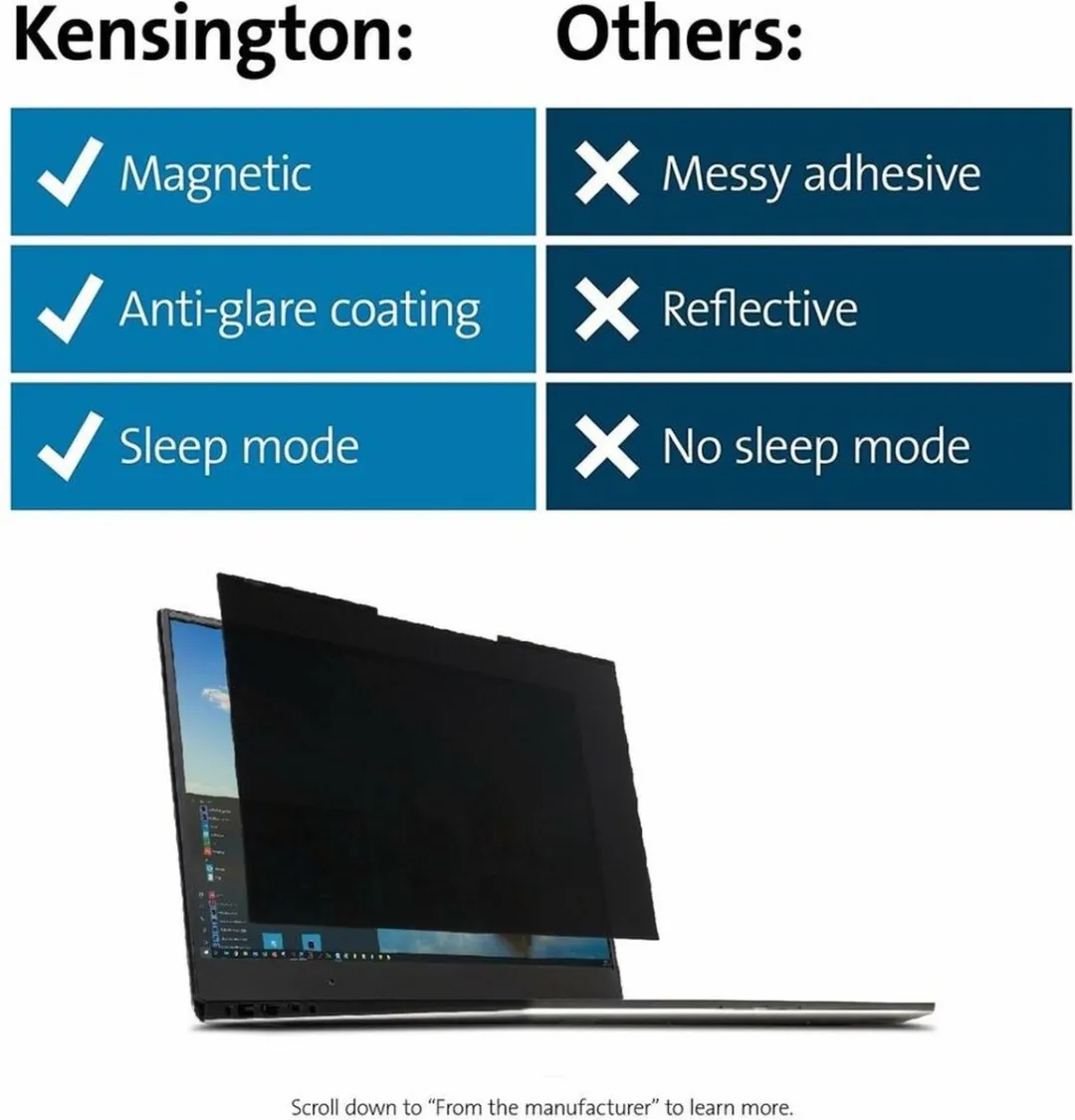 Kensington MagPro K58351WW Privacy Schermfilter 13.3" - Zwart