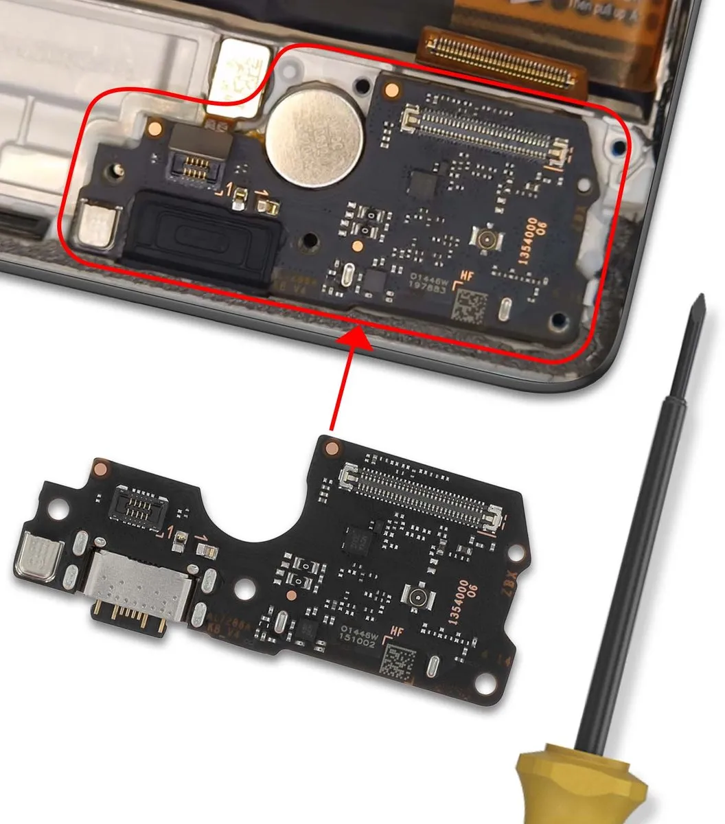 Xiaomi Vervangende USB-C Oplaadconnector Redmi Note 14 Pro 4G - Zwart