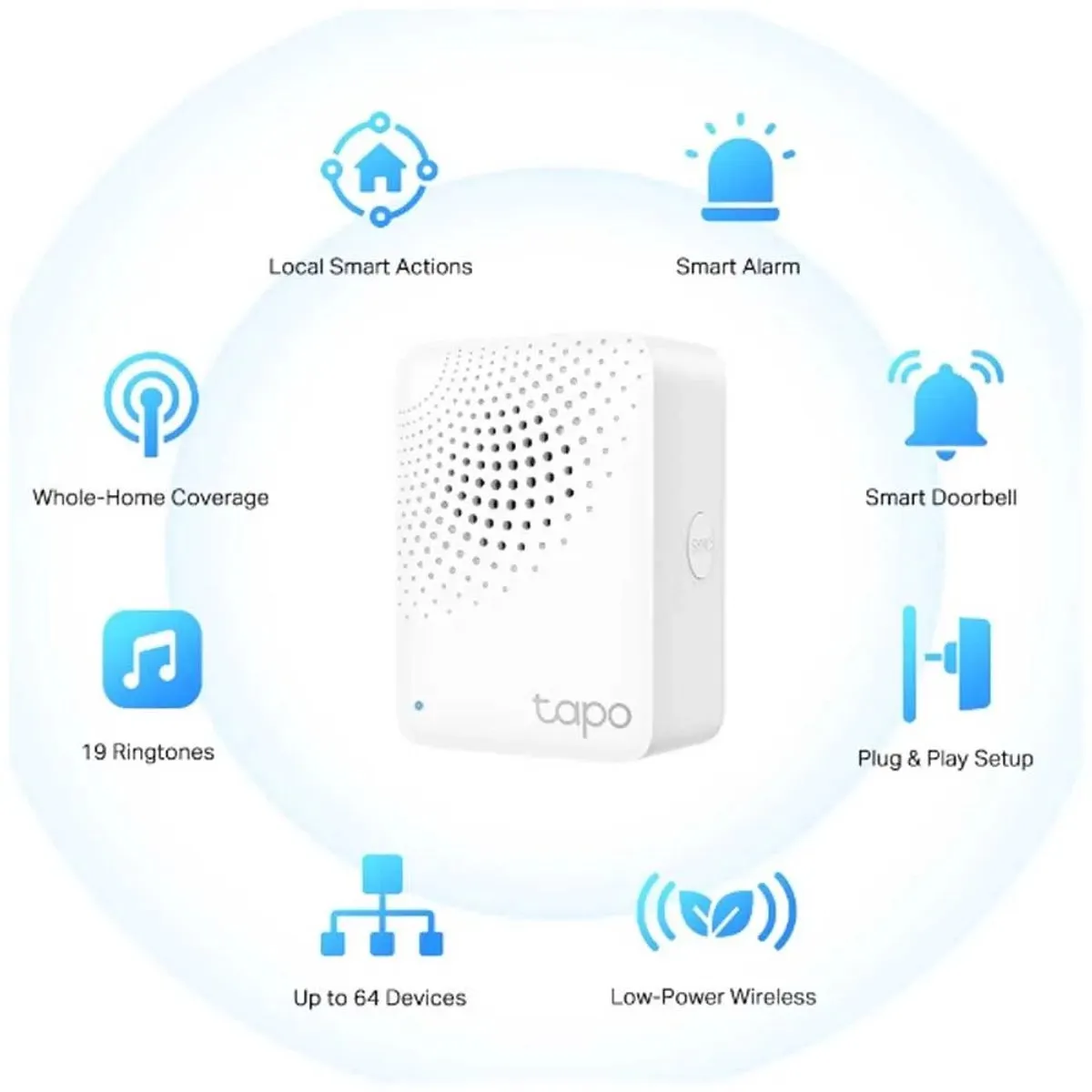 TP-Link Tapo H100 Smart Hub - 64 Ontvangers - 19 Melodieën - Wit