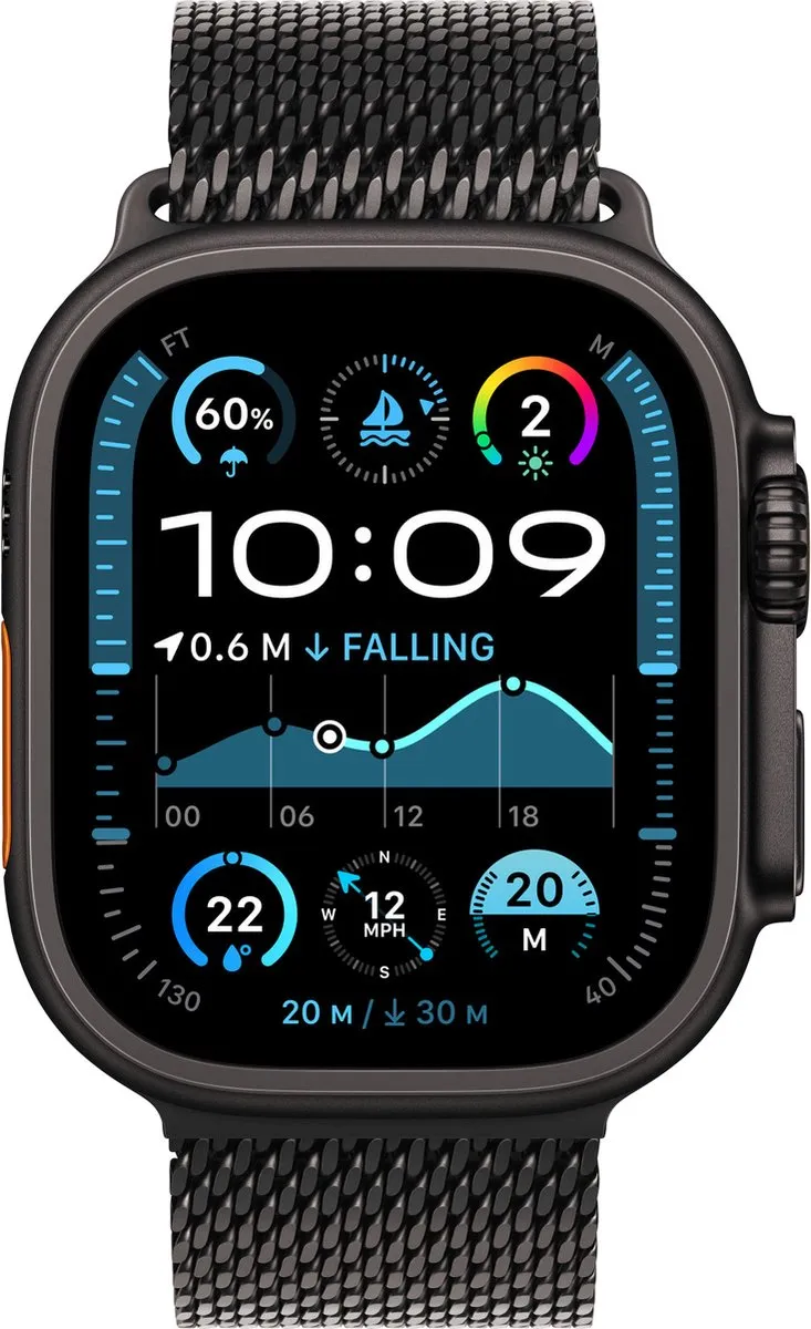 Apple Watch Series Ultra 2 49mm Titanium Milanese Loop - Black - afbeelding 2 van 3