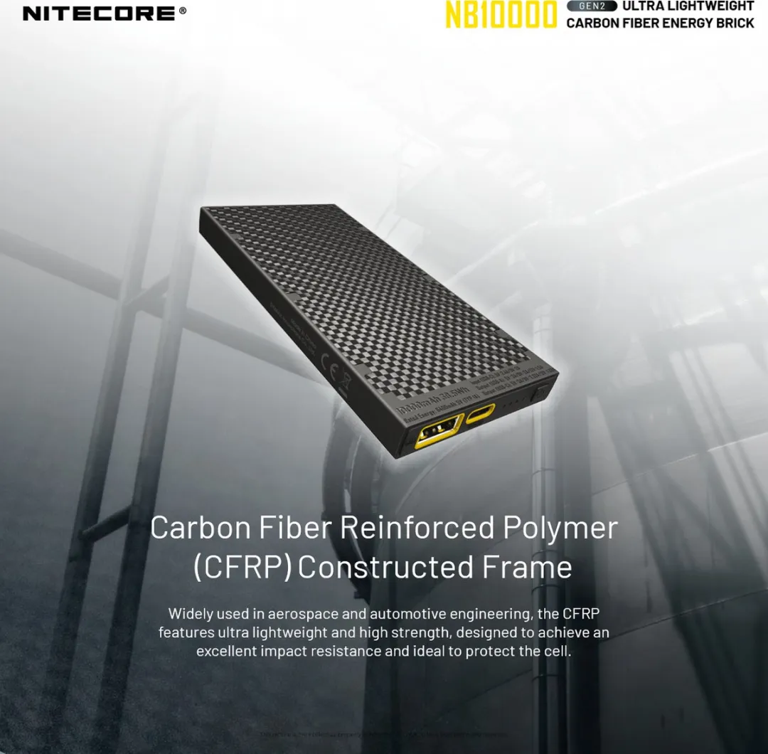 Nitecore NB10000 Gen2 Powerbank - USB-C, USB-A Dubbele poorten - Capaciteit: 10.000mAh 3.85V - Afmetingen: 121.9mm×59mm×10.6mm - Gewicht: 150g