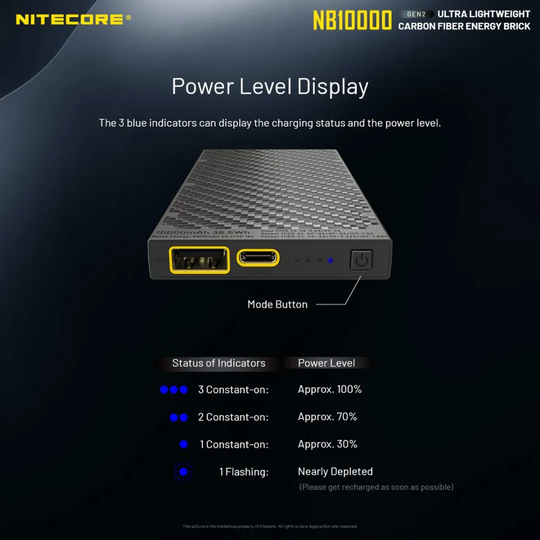Nitecore NB10000 Powerbank - 10.000mAh 18W - USB-C & USB-A - Zwart - afbeelding 6 van 6