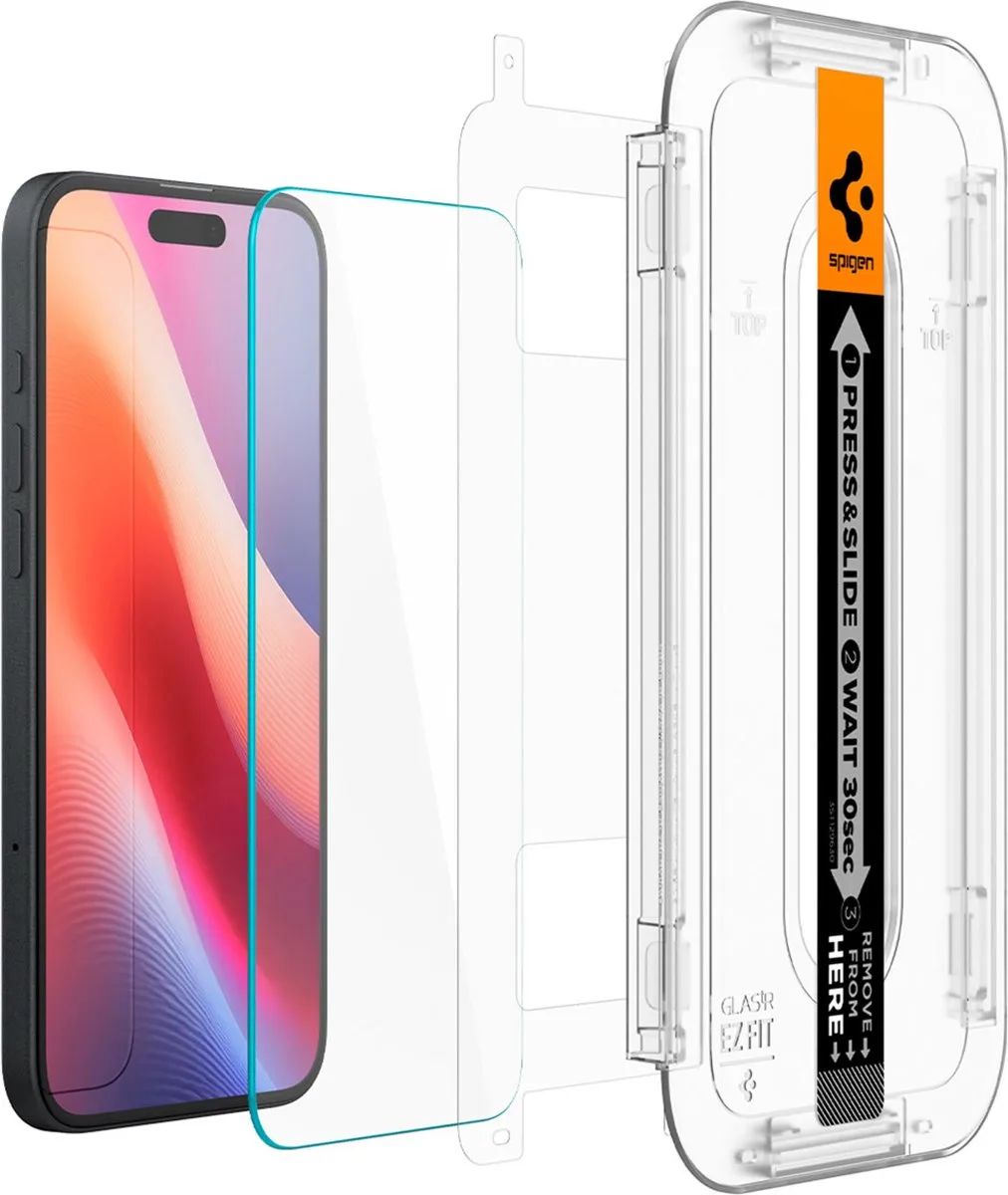 Spigen EZ Fit GLAS.tR iPhone 16 Screenprotector - 2 Stuks