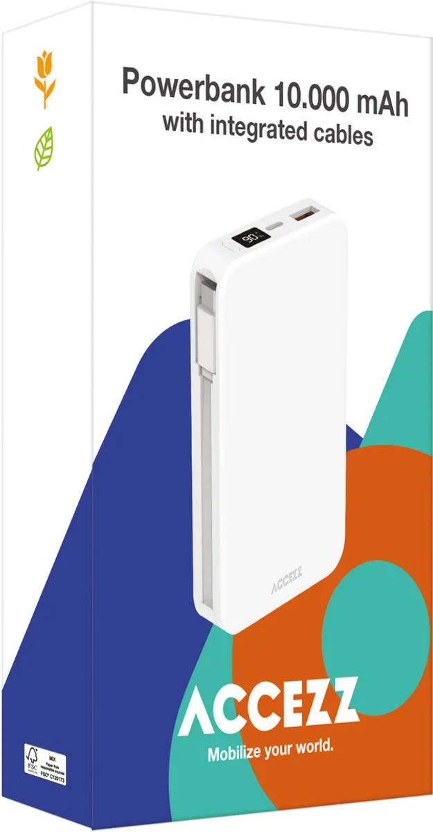 Accezz Powerbank 10000mAh SH00069594 - 20W - Wit