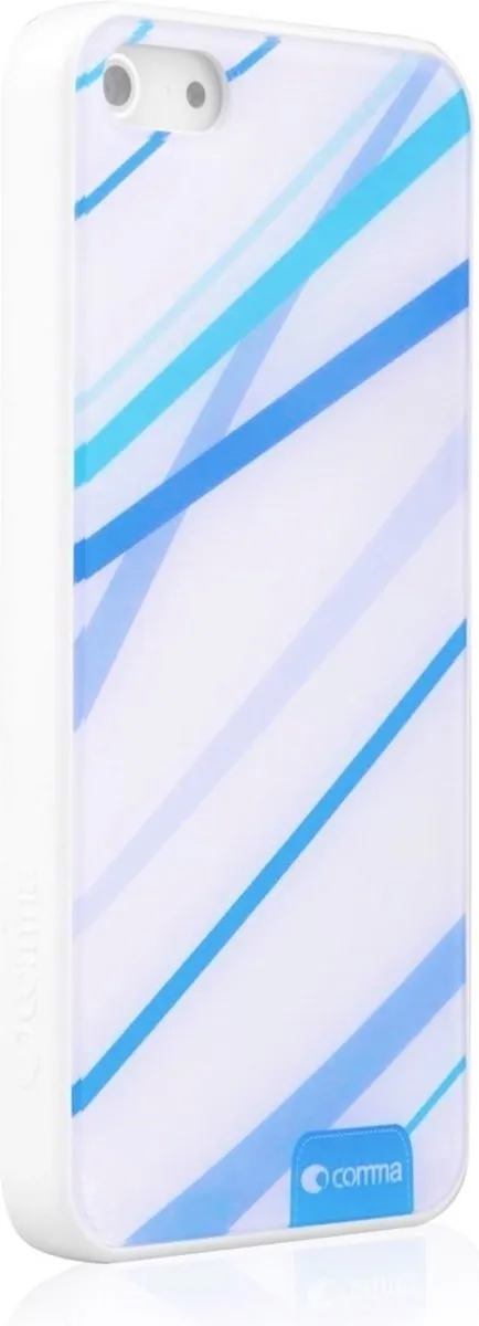 Comma Hoesje iPhone 5/5s/SE - Blauw met witte lijnen - afbeelding 6 van 6