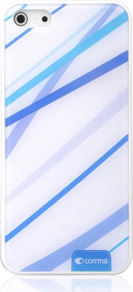 Blauw wit Comma hoesje geschikt voor iPhone 5/5s en SE 2016 hardcase met blauwe lijnen