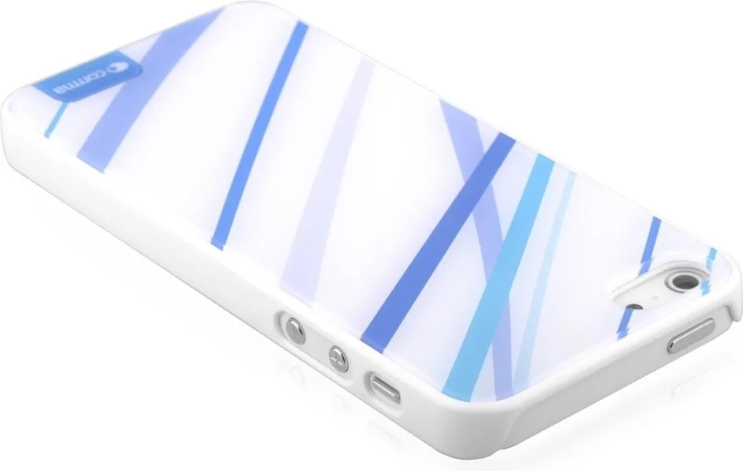 Blauw wit Comma hoesje geschikt voor iPhone 5/5s en SE 2016 hardcase met blauwe lijnen