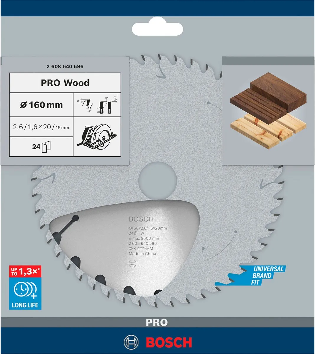Bosch Professional Cirkelzaagblad Optiline Wood 160x20/16x2,6mm - 24 Tanden