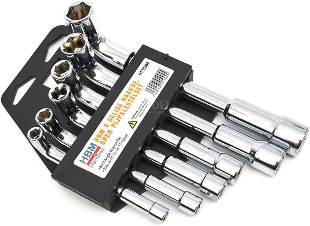 HBM 6-delige Haakse Open Pijpsleutelset 27mm - 8-19mm