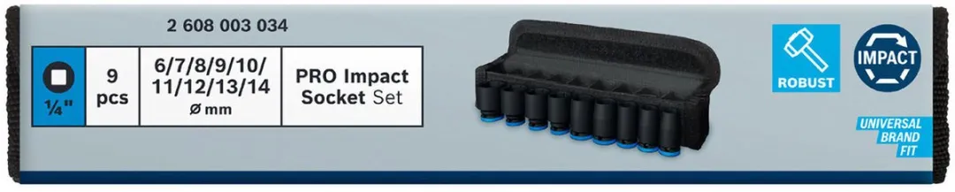 Bosch Professional PRO Impact Krachtdoppenset 9-delig 2608003034 - Zwart/ Groen