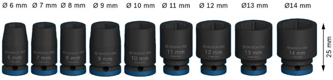 Bosch Professional PRO Impact Krachtdoppenset 9-delig 2608003034 - Zwart/ Groen