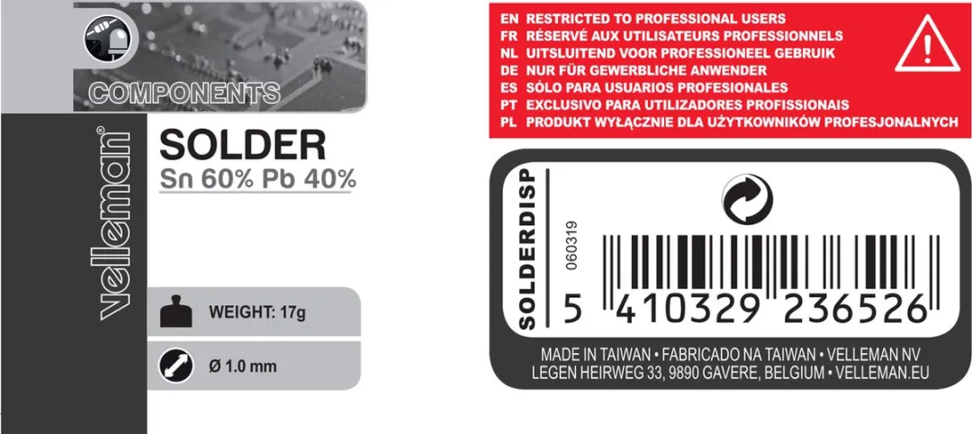 Velleman Soldeer Sn60/Pb40 1mm - 17g