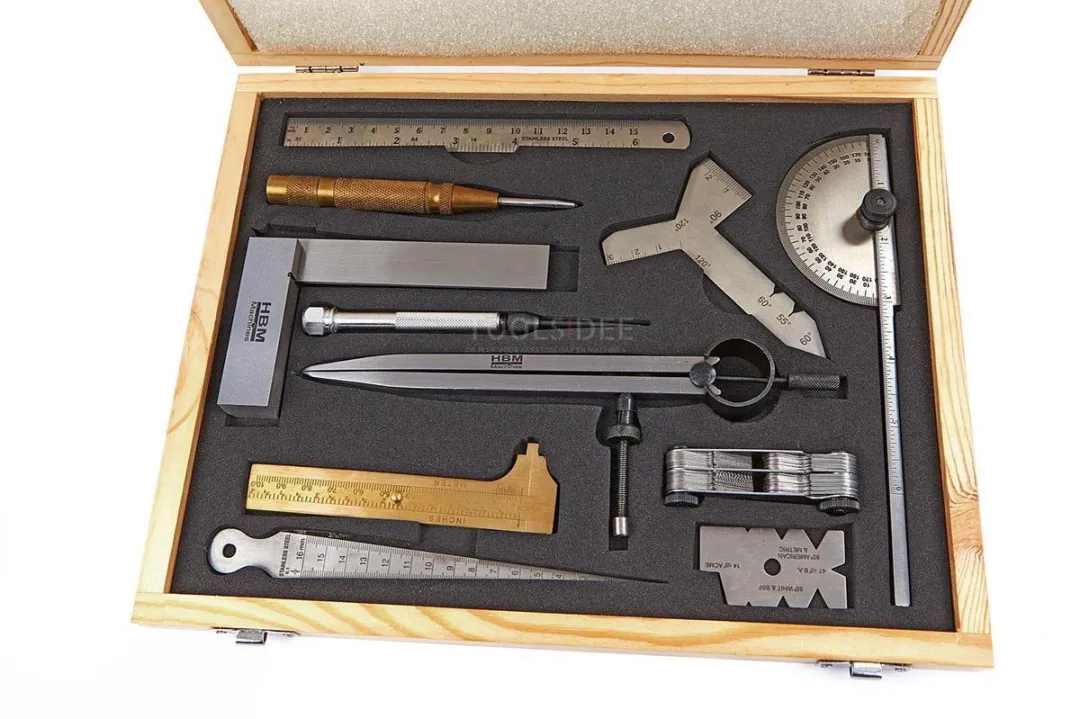 HBM 11-delig Meetgereedschapset - Automatische centerpons/blokhaak/draadmeter/steekpasser