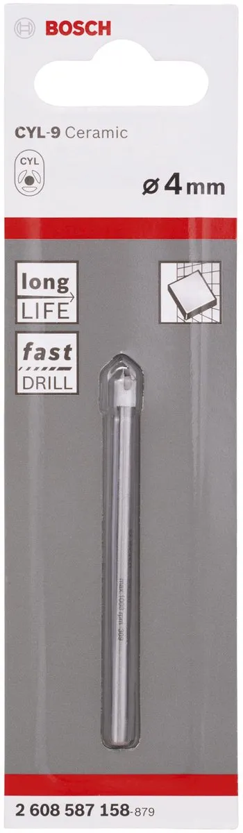 Bosch Tegelboren CYL-9 Ceramic 4mm - Roestvrijstaal/Wit