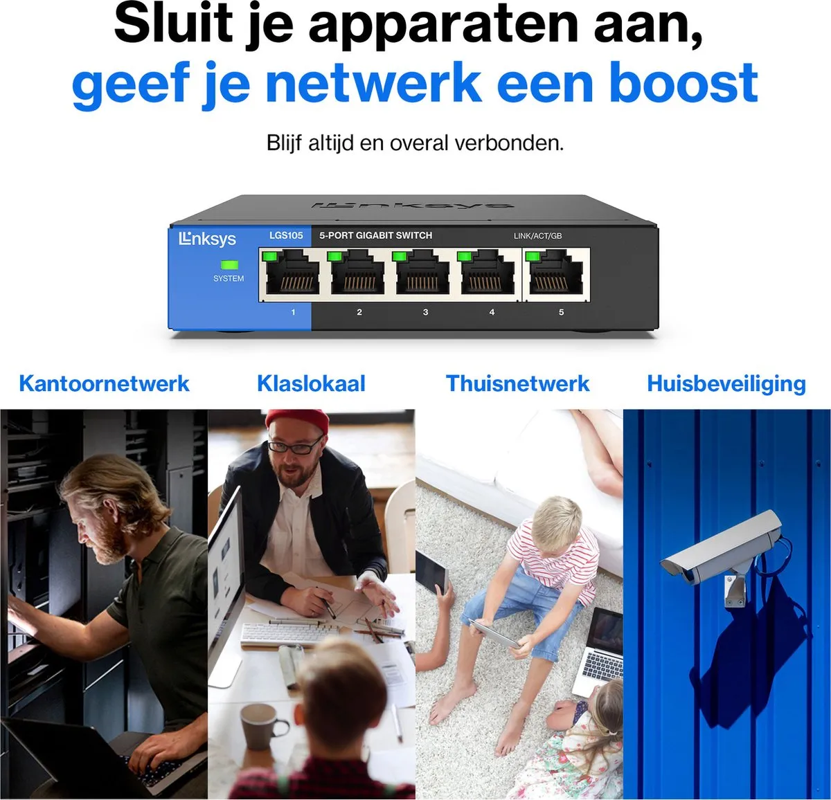 Linksys LGS105 - Netwerk Switch - Unmanaged - 1000 Mbps - 5-Poorten