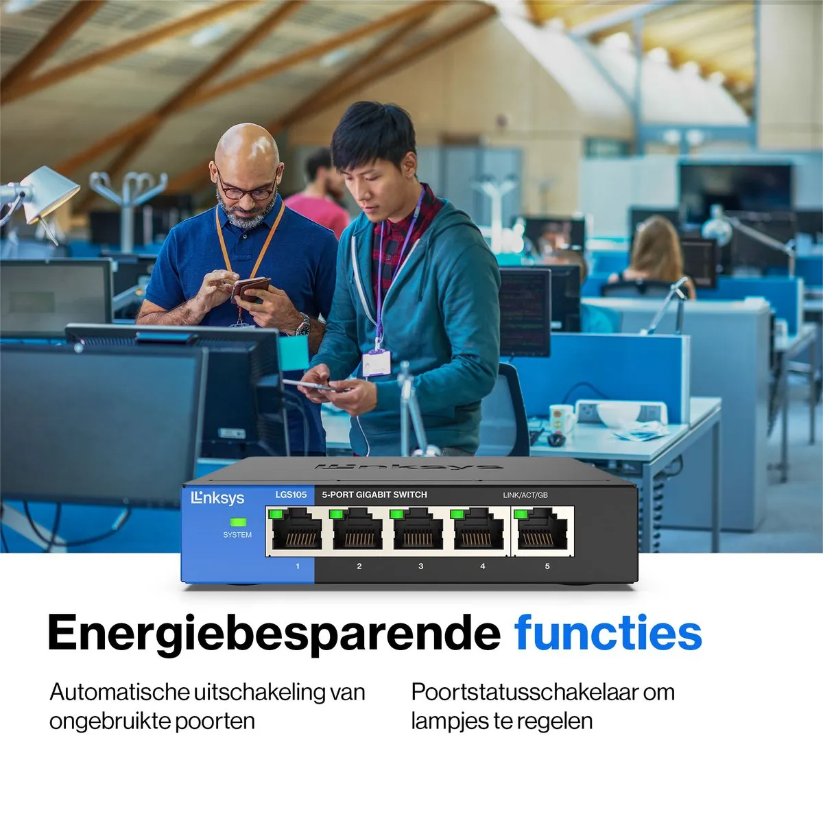 Linksys LGS105 - Netwerk Switch - Unmanaged - 1000 Mbps - 5-Poorten