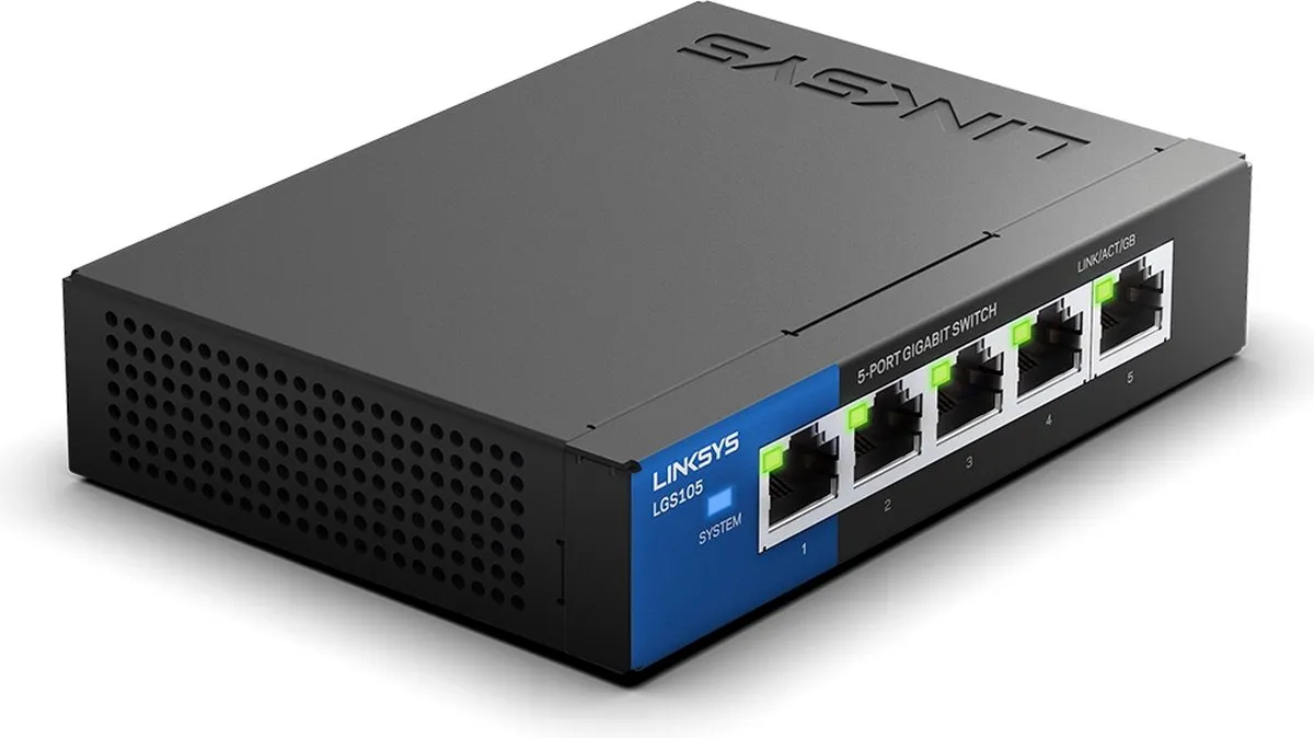 Linksys LGS105 - Netwerk Switch - Unmanaged - 1000 Mbps - 5-Poorten