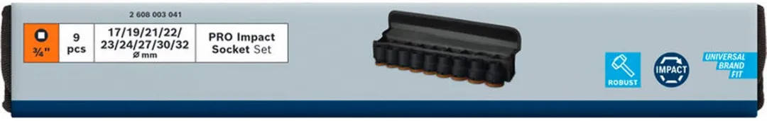 Bosch Professional PRO Impact 2608003041 Krachtdoppenset 9-delig - Zwart