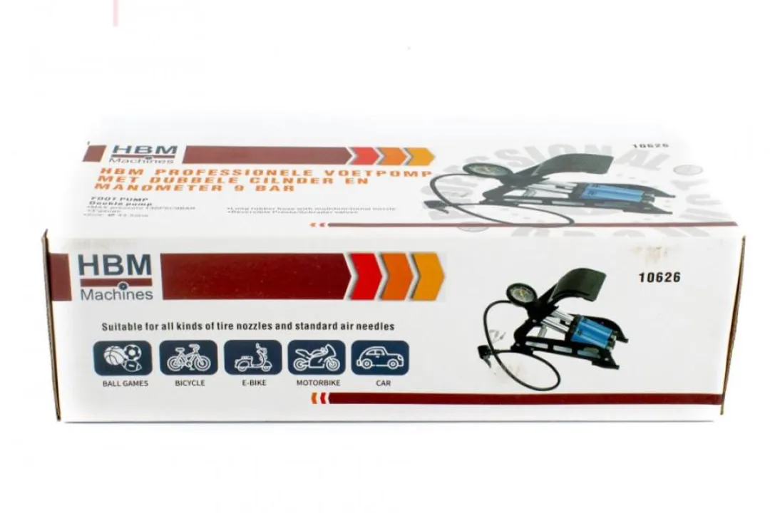 HBM Voetpomp 9 bar - Dubbele cilinder met manometer
