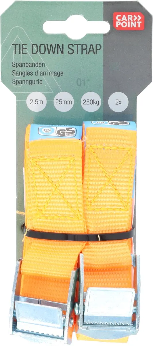 Carpoint Spanbanden 2x2,5m 25mm - 2 Stuks - Oranje
