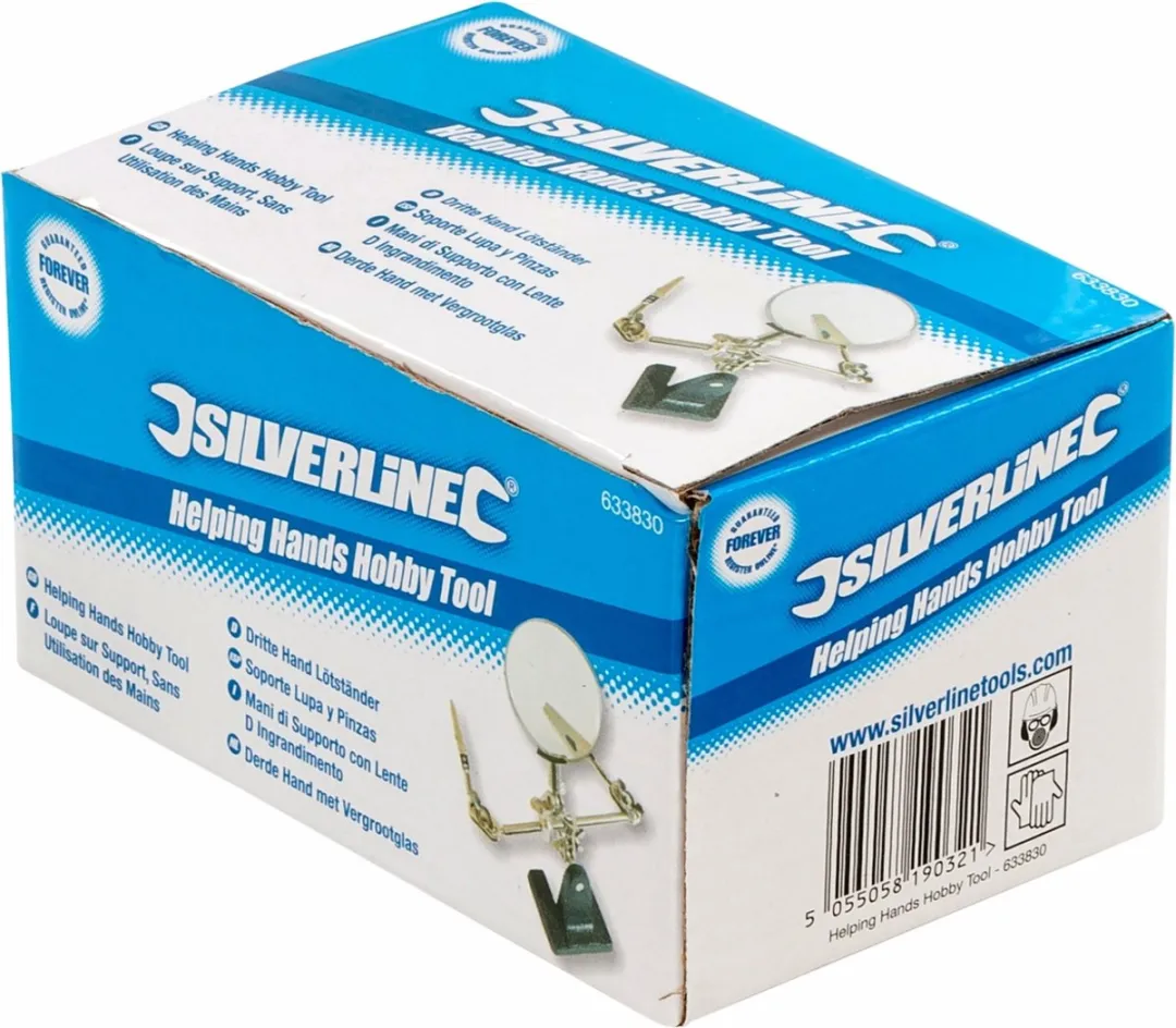 Silverline Derde Hand met Vergrootglas 63mm - 2.5x - 2 Klemmen