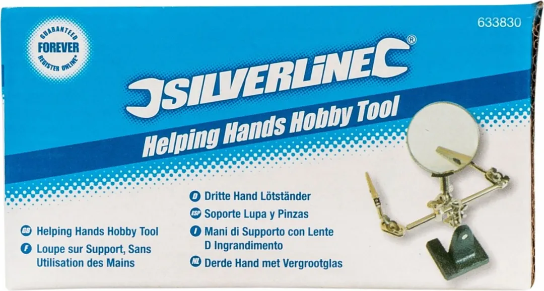 Silverline Derde Hand met Vergrootglas 63mm - 2.5x - 2 Klemmen