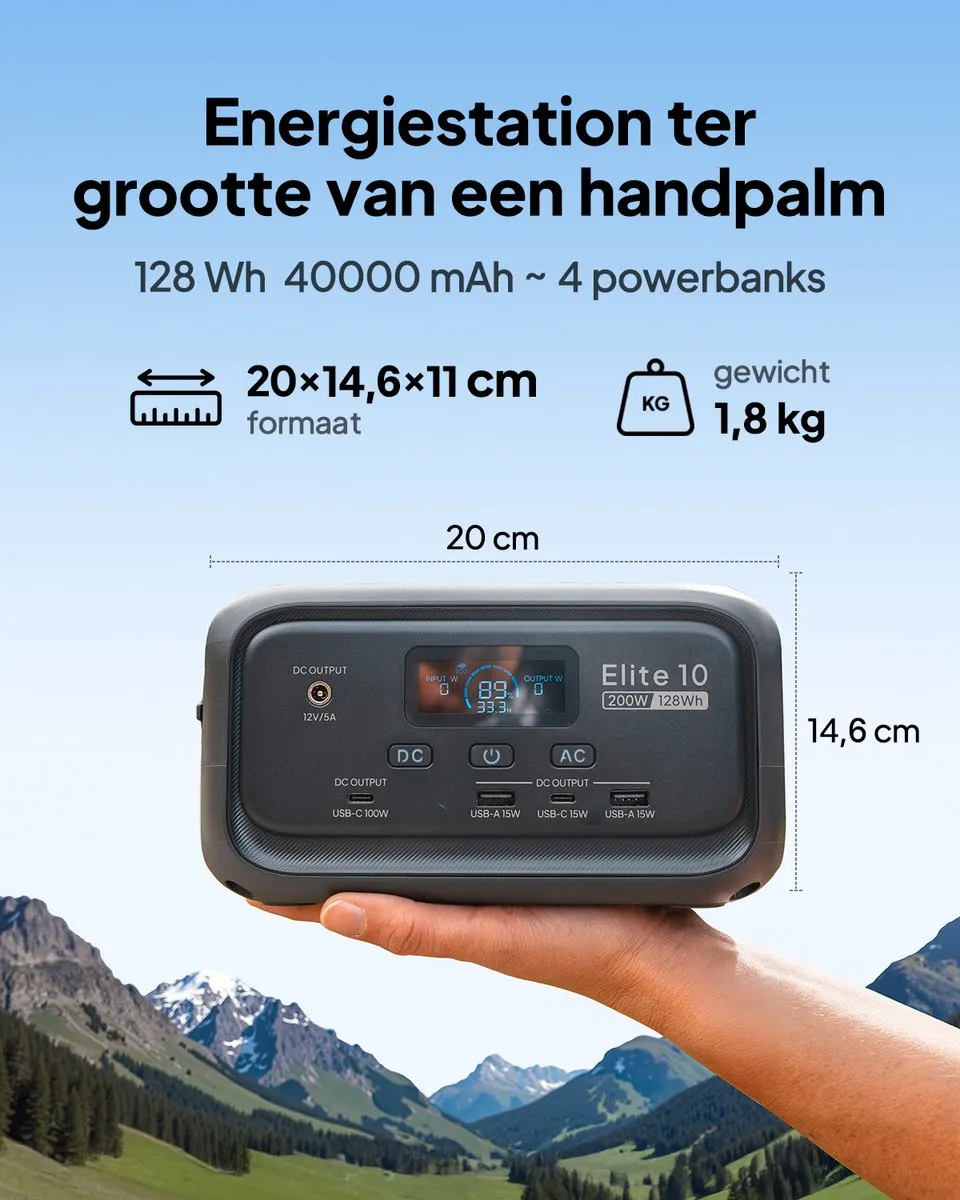 Bluetti Elite 10 Mini Zonne-energiecentrale 128Wh 200W