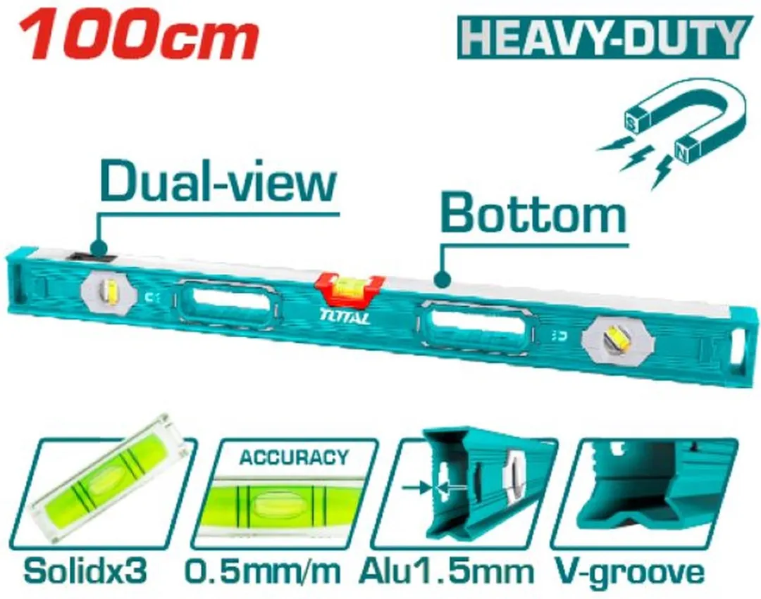 Total Waterpas 100cm Magnetisch Dual View
