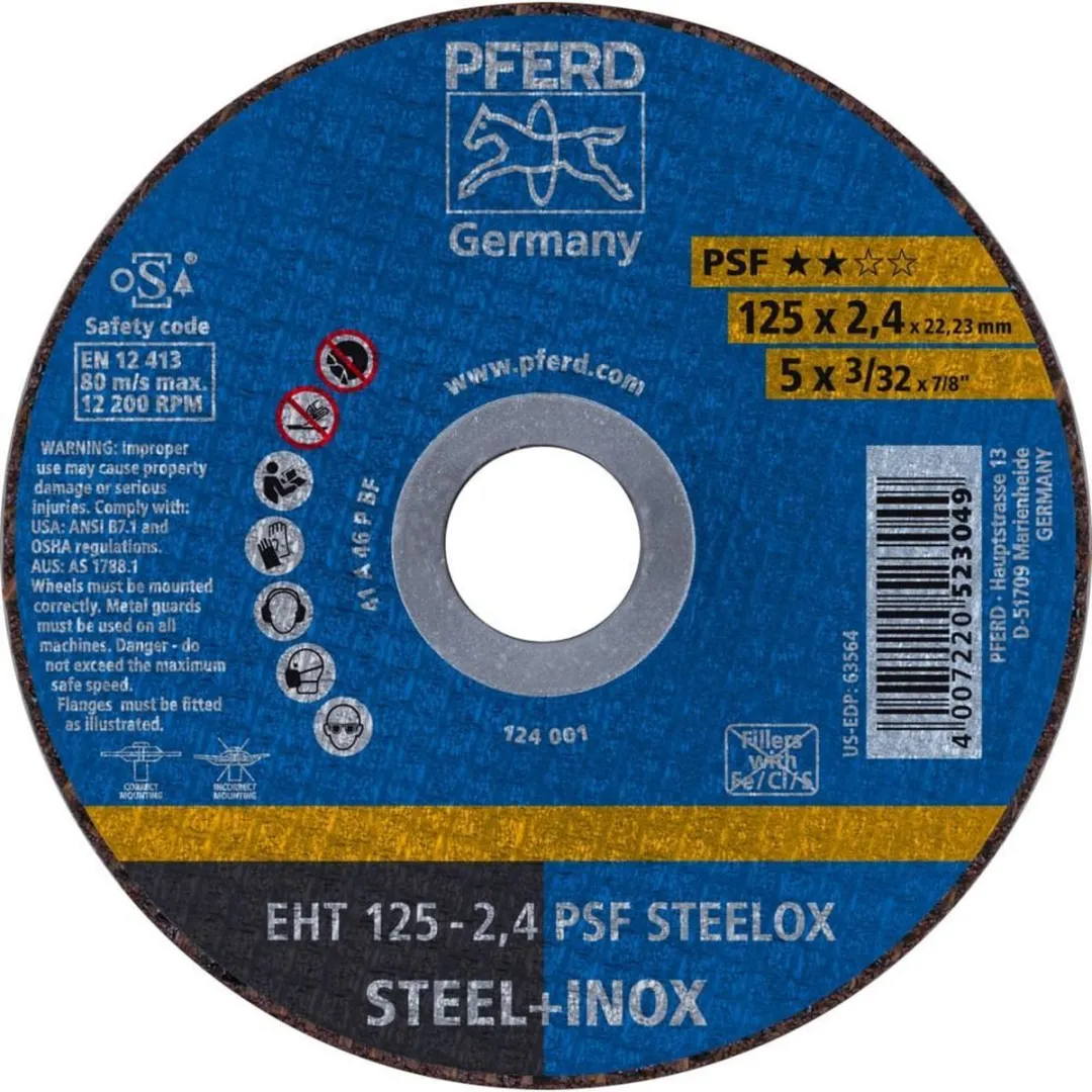 Pferd EHT 125-2,4 PSF-STEELOX Doorslijpschijf 125x22,23mm