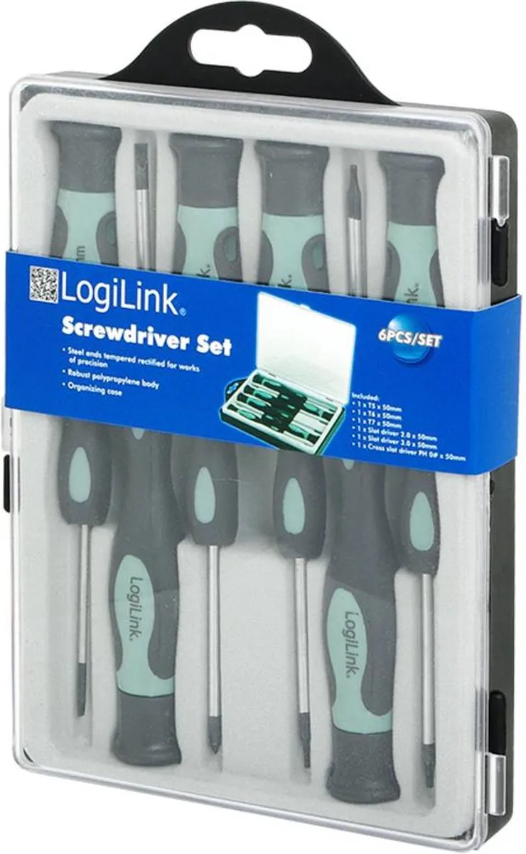 Logilink T5/T6/T7 Schroevendraaierset - 50mm - 2x Kruiskop 1x Plat