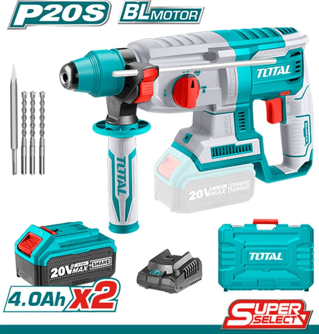 Total Koolborstelloze Boorhamer 20V
