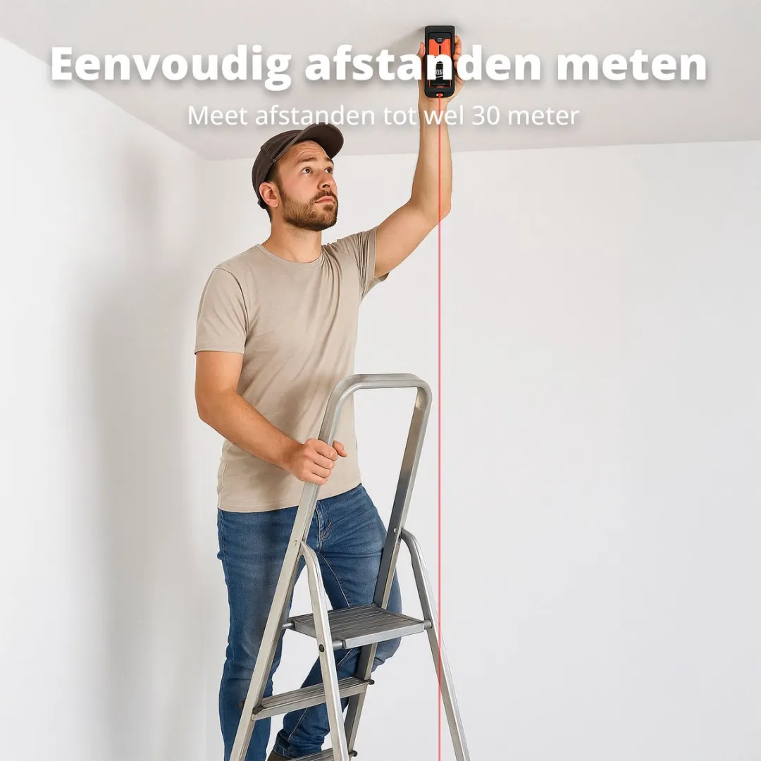 FlinQ Digitale Laser Afstandsmeter 30m - 2x Batterijen - Zwart/Oranje