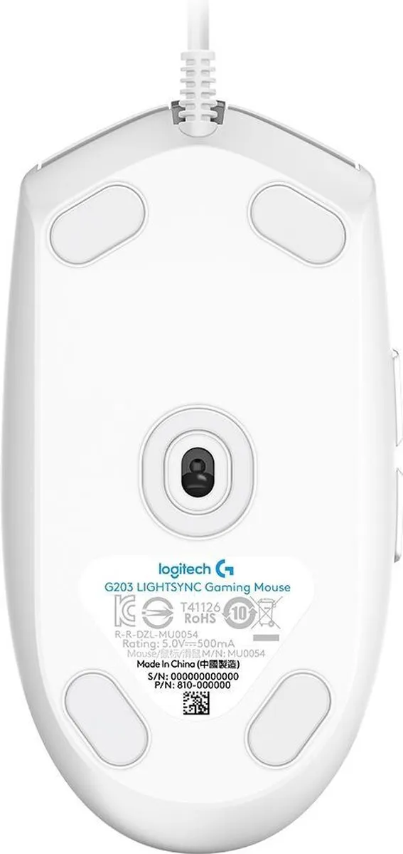 Logitech G G203 LIGHTSYNC Gaming Muis - Wit - afbeelding 6 van 6