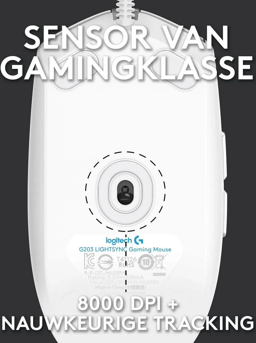 Logitech G203 LIGHTSYNC - Bedrade Gaming Muis - RGB verlichting - Wit