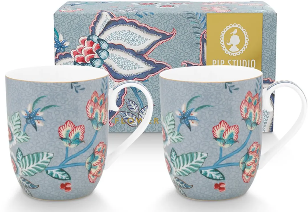Pip Studio Flower Festival Mokken - 2x 145ml Lichtblauw