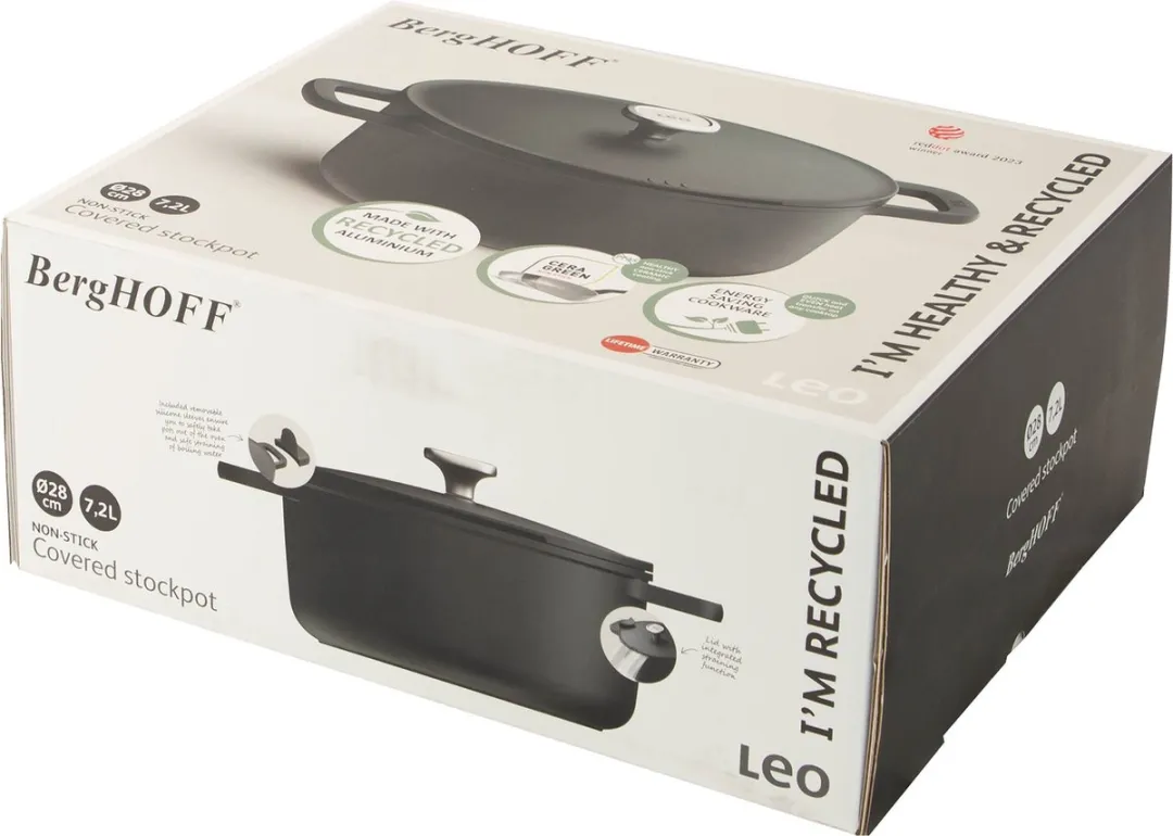 BergHOFF LEO Kookpot 7.2L - Ø28cm - Zwart - afbeelding 6 van 6