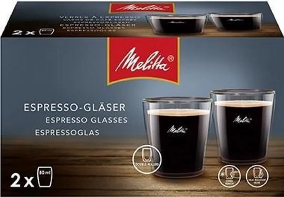 Melitta Dubbelwandig Espresso Glas 80ml - 2 Stuks - Aluminium